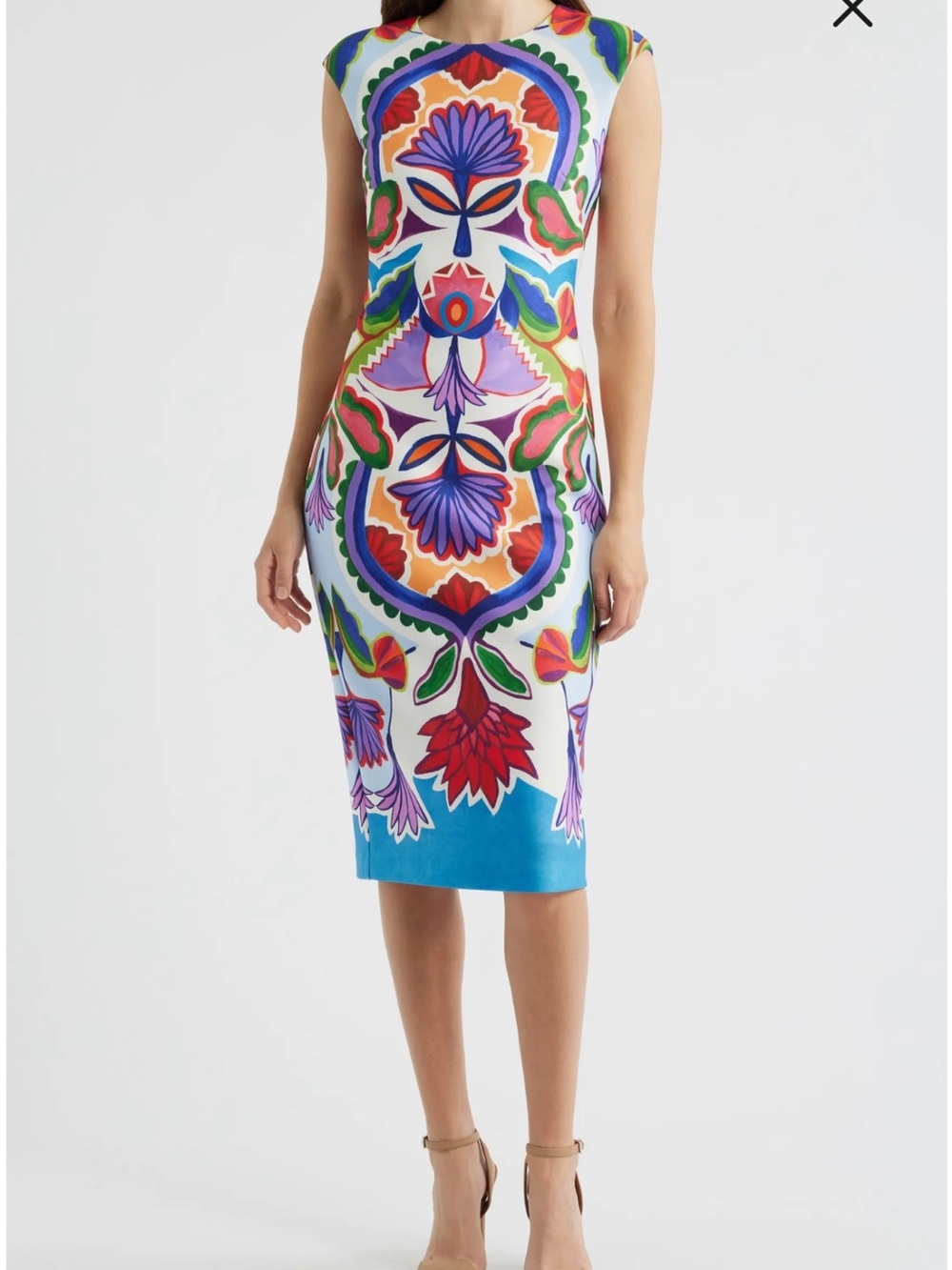 Vince Camuto Multicolor Floral Sheath Dress - Blue/Red/Green/Purple